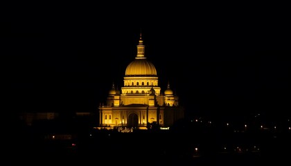 Obraz premium Illuminated Dome of Historic Building at Night