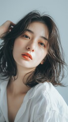 ヘアモデルの若い女性　ポートレート