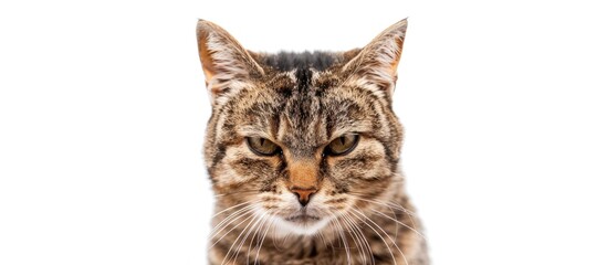Angry Cat Symmetrical Portrait Isolated on White Background