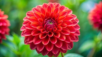A Single Dahlia Flower Unfolds Its Petals in a Symphony of Red and Green Hues