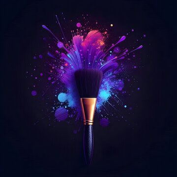 brush with purple colour stroke   
"Paintbrush on black background"
