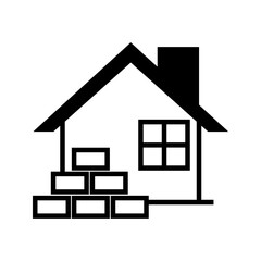 Illustration of house construction, house with stack of brick icon vector