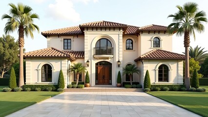 Naklejka premium Renovated European historic mansion or villa