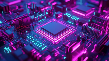 Obraz premium A sleek and modern illustration of a futuristic microchip processor designed to represent advanced technology and innovation in computing. 