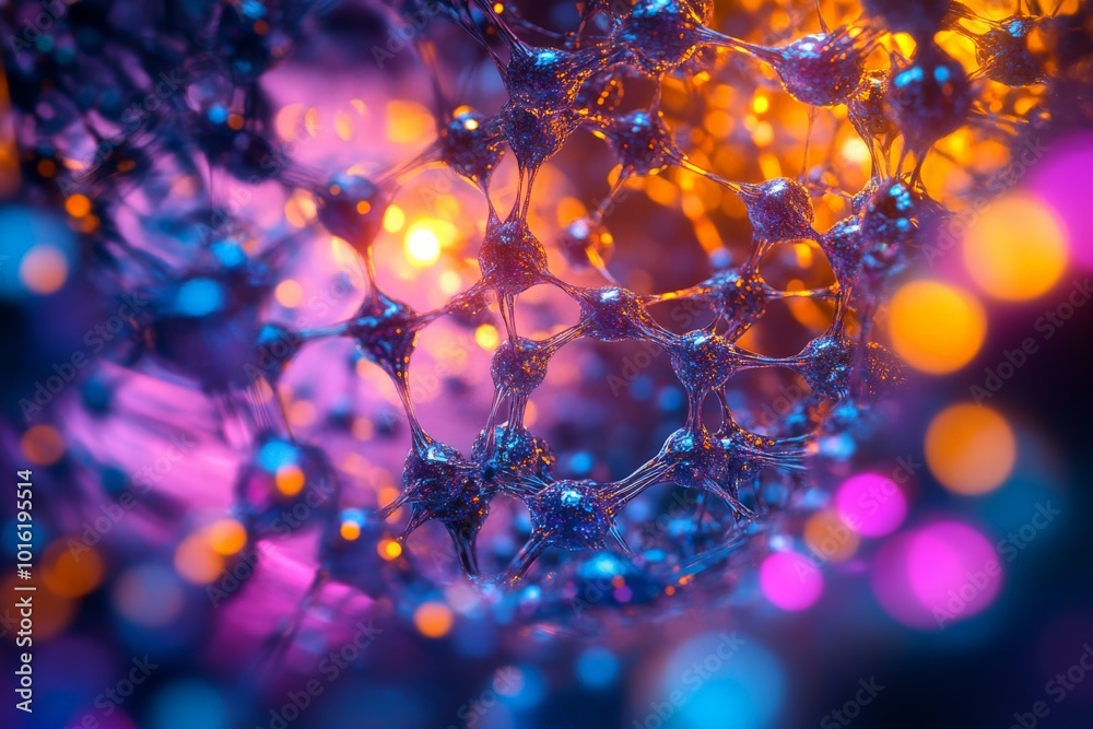 Aufkleber a vibrant, artistic visualization of molecular structures intertwined with stunning lights, represen
