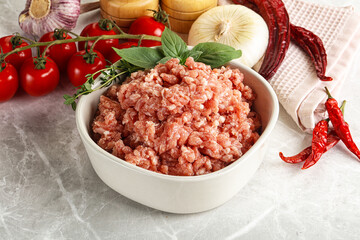 Raw minced pork uncooked meat