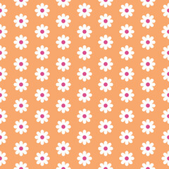 Daisies on orange background, Seamless Repeat Pattern  