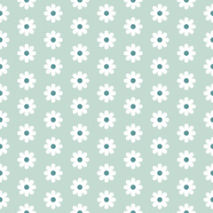 Daisies on blue background, Seamless Repeat Pattern  