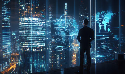 Futuristic Business Collaboration: AI-Driven Strategies, Augmented Reality Insights, Virtual Reality Simulations, and Holographic Financial Data for Smart Office Innovation