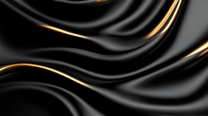 Glossy black metallic wave with gold highlights and bold text space for elegant Black Friday ad design 