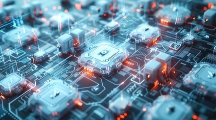 Cyber security grid with encrypted firewalls, digital locks, and data streams protecting sensitive information in a digital environment.