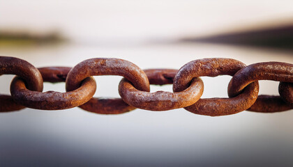 Obraz premium Rusted iron chain links. Close-up.