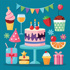 birthday party set party sticker set 