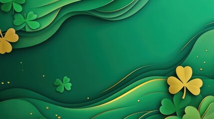 Festive green background adorned with shamrocks, perfect for celebration and decoration ideas
