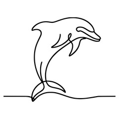 one line drawing dolphin animal fish vector illustration template design