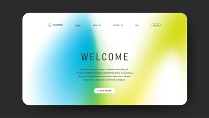 Abstract wave futuristic design of landing page. retro gradient mesh website design