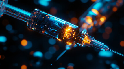 Syringe for injection vaccine needle - vaccination process,
