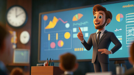 Business Presentation in 3D Cartoon Style