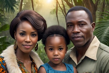Joyful an african family enjoying safari adventure
