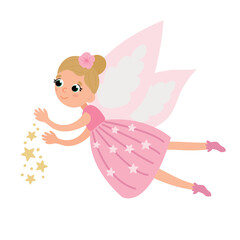Cute beautiful fairy on a white isolated background.	
