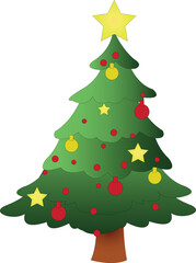 christmas tree with balls white background