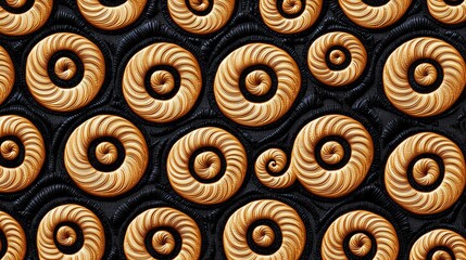 Fabric pattern design inspired by tattoo art, spirals and intricate curves.