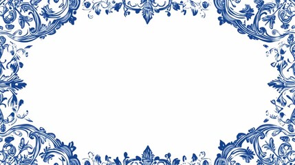 Simple Blue border with Ornamental Edges and White Background