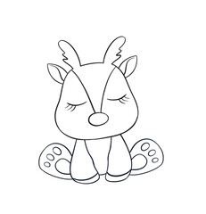 Baby kitty line art. Coloring page of Cute Cartoon kitty for kids coloring book