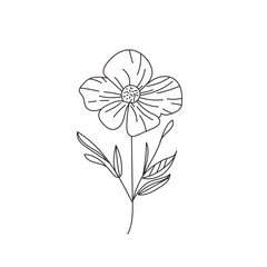 Abstract hand drawn flowers icon, Blooming wildflower botany design.perfect for branding or symbol design.