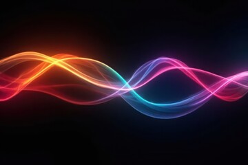 Abstract modern neon color waves on black background