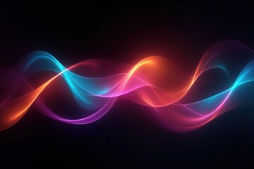 Fototapeta premium Abstract modern neon color waves on black background