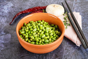 Bowl of delicious edamame beans