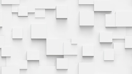 An array of cubes in varying sizes and shades emerges from a white wall, while particles at the bottom appear to disintegrate, enhancing the abstract aesthetic SEAMLESS PATTERN