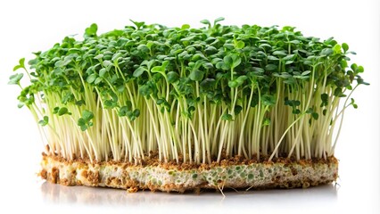 Macro broccoli microgreens sprouts isolated on white background