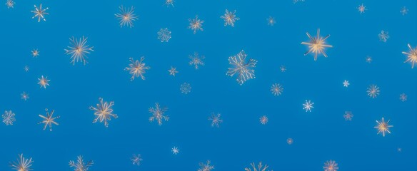 Falling Snowflakes on Blue Sky