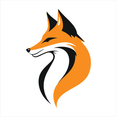 A sleek and minimalist fox head illustration featuring bold orange and black colors, perfect for logos, wildlife designs, and branding projects