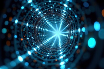 Obraz premium Abstract modern futuristic neon tunnel background or backdrop