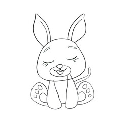 Baby rabbit line art. Coloring page of Cute Cartoon rabbit for kids coloring book