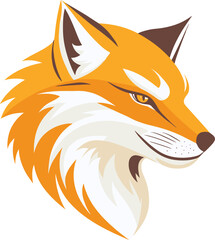 Vibrant Fox Head Illustration in Modern Vector Art with Sharp Lines and Bold Orange and White Colors