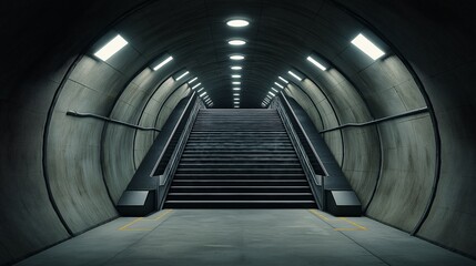 Fototapeta premium Modern Subway Station Staircase with Ambient Lighting
