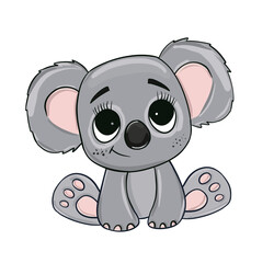 Baby koala A Cute Cartoon baby nursery wall art kids Painting isolated on white background.