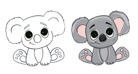 Baby koala line art. Coloring page of Cute Cartoon koala for kids coloring book © NATALIA