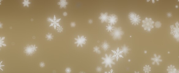 Snowflakes Falling on a Golden Background