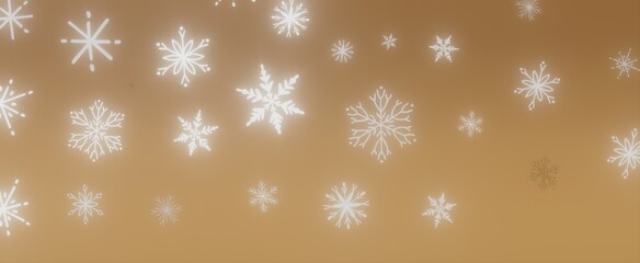 Abstract Snowflakes on a Gold Background