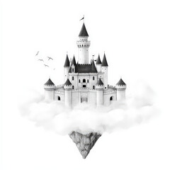 Obraz premium Ancient stone castle perched atop a hill, its silhouette etched against the night sky, a testament to Europe's rich medieval history