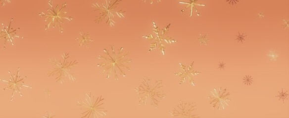 Golden Snowflakes on a Peach Background
