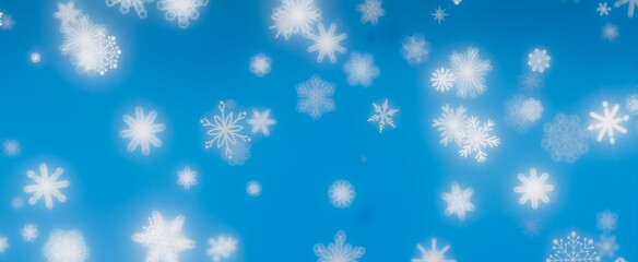 Winter Wonderland: Falling Snowflakes on a Blue Sky