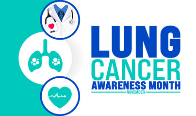 Lung Cancer Awareness Month background or banner design template is observed every year in November. Holiday concept. Template for card, poster, placard, template. 