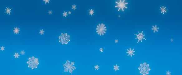 Falling Snowflakes on Blue Sky