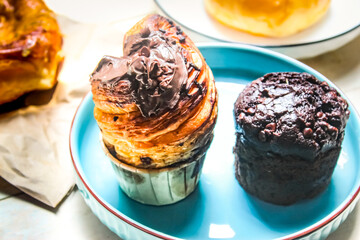 close up of several pastry cake dessert dishes